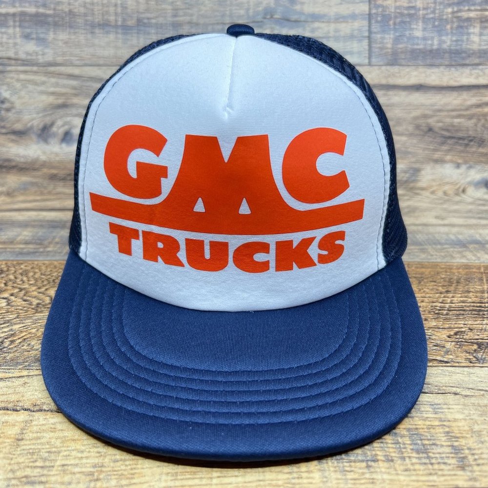 Vintage GMC Trucks Mens Trucker Hat Navy Snapback 1947 Logo Car Automobile Cap - Picture 3 of 7